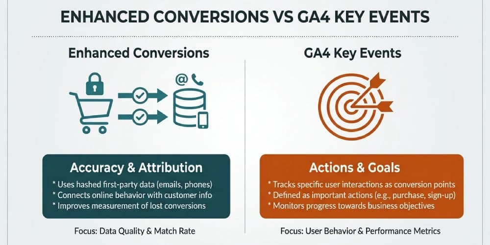 Enhanced Conversions vs GA4 Key Events: What Improves Bidding Accuracy?